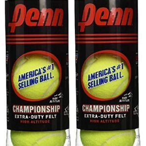 Penn Championship High Altitude Head Tennis Balls – 2 Pack 6 Balls Yellow - USTA & ITF Approved - Official Ball of The United States Tennis Association Leagues - Natural Rubber for consistent Play