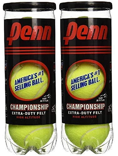 Penn Championship High Altitude Head Tennis Balls – 2 Pack 6 Balls Yellow - USTA & ITF Approved - Official Ball of The United States Tennis Association Leagues - Natural Rubber for consistent Play