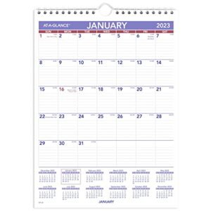 AT-A-GLANCE 2023 Wall Calendar, 8" x 11", Small, Ruled Blocks, Spiral Bound, Monthly (PM128)