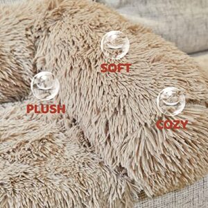 JMHUND Sagging Calming Couch Protector Pet Bed, Soft Plush Dog Sofa Mat Cover for Furniture Protector with Removable Washable Cover