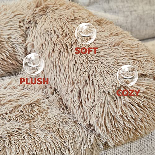 JMHUND Sagging Calming Couch Protector Pet Bed, Soft Plush Dog Sofa Mat Cover for Furniture Protector with Removable Washable Cover