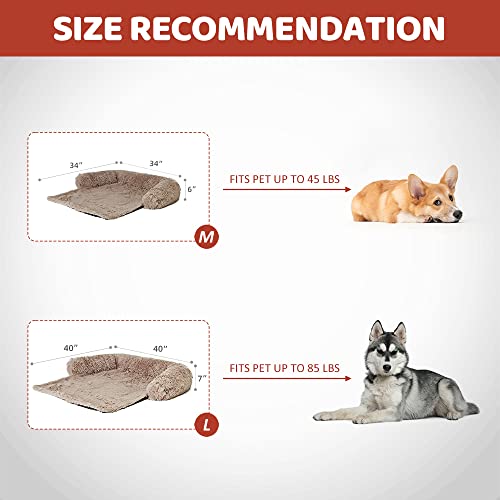 JMHUND Sagging Calming Couch Protector Pet Bed, Soft Plush Dog Sofa Mat Cover for Furniture Protector with Removable Washable Cover