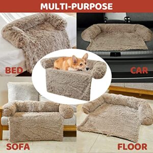 JMHUND Sagging Calming Couch Protector Pet Bed, Soft Plush Dog Sofa Mat Cover for Furniture Protector with Removable Washable Cover