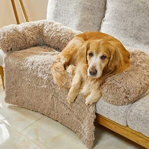 JMHUND Sagging Calming Couch Protector Pet Bed, Soft Plush Dog Sofa Mat Cover for Furniture Protector with Removable Washable Cover