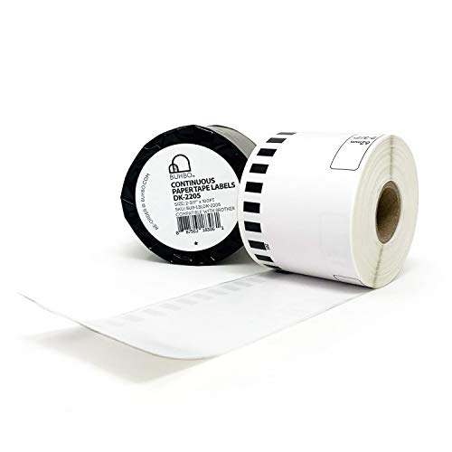Buhbo Compatible Refill Replacement Label for Brother DK-2205 2-3/7" x 100 ft Continuous Paper Tape (8 Pack)