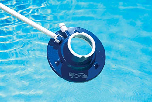 Poolmaster 28300 Big Sucker Swimming Pool Leaf Vacuum, Blue & Swimline Professional Heavy Duty Deep-Bag Pool Rake, Blue