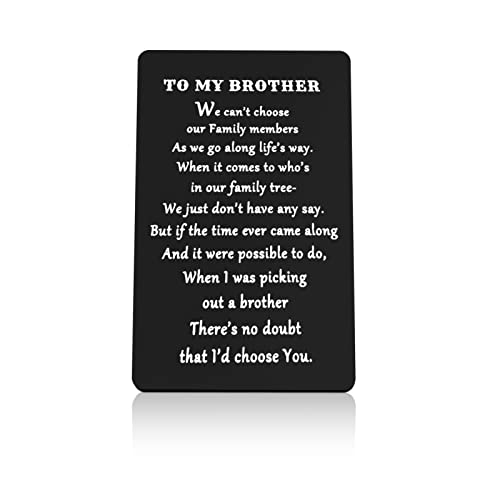 To My Brother Gifts Engraved Wallet Card Family Brother Gift from Sister Brother Birthday Gift for Little Big Brother Wedding Christmas Graduation Gift for Brother Step Brother Appreciation Gift