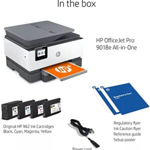 HP OfficeJet Pro 9018e All-in-One Wireless Color Inkjet Printer - Print Scan Copy Fax - 22 ppm, 4800 x 1200 dpi, 512MB Memory, 35-Sheet ADF, Auto 2-Sided Printing, Ethernet (Renewed)