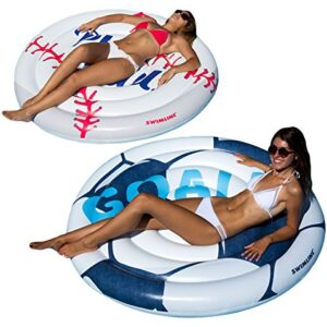 Swimline Extra Large Island Swimming Pool Float, Soccer and Baseball 2-Pack