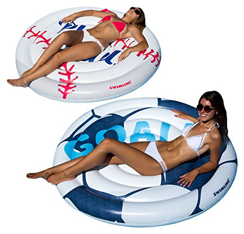 Swimline Extra Large Island Swimming Pool Float, Soccer and Baseball 2-Pack