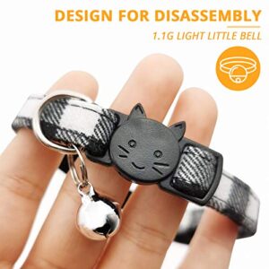 MJIYA Cat Collar with Bell, Breakaway Grid Collar with Plastic Buckle, Light Adjustable, Nylon, Kitty Collars (Black, M)