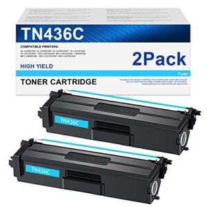 msotfun compatible tn-436c toner replacement for brother tn436 tn-436 high yield hl-l8360 l9310 mfc-l8900 l9570 printer (2 pack, cyan)
