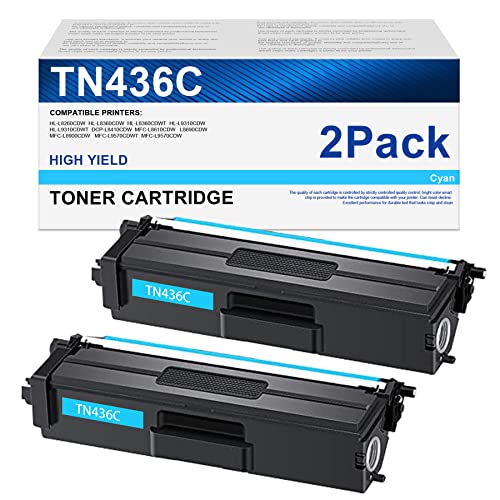 MSOTFUN Compatible TN-436C Toner Replacement for Brother TN436 TN-436 High Yield HL-L8360 L9310 MFC-L8900 L9570 Printer (2 Pack, Cyan)