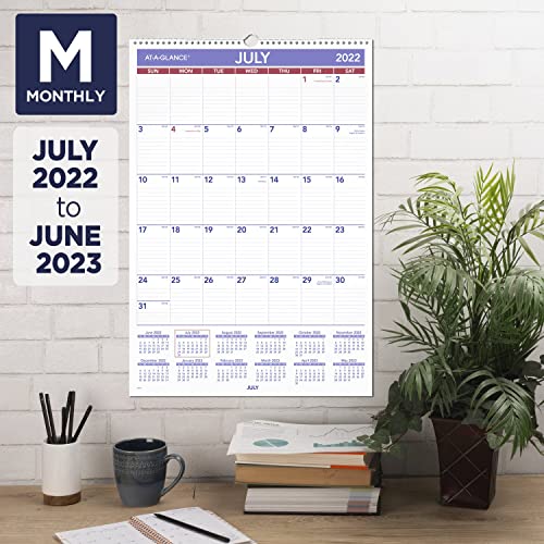 AT-A-GLANCE 2022-2023 Wall Calendar, Monthly Academic, 15-1/2" x 22-3/4", Large, Student (AY328) - July 2022-June 2023