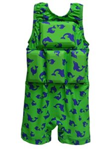 my pool pal boys’ flotation swimsuit, green/blue dolphin, small