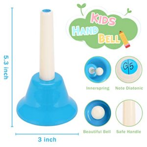 Koogel Coloful Musical Hand Bell Set, 8 Note Diatonic Metal Hand Bells Musical Toy Percussion Instrument for Festival,Musical Teaching,Family Party for Kids