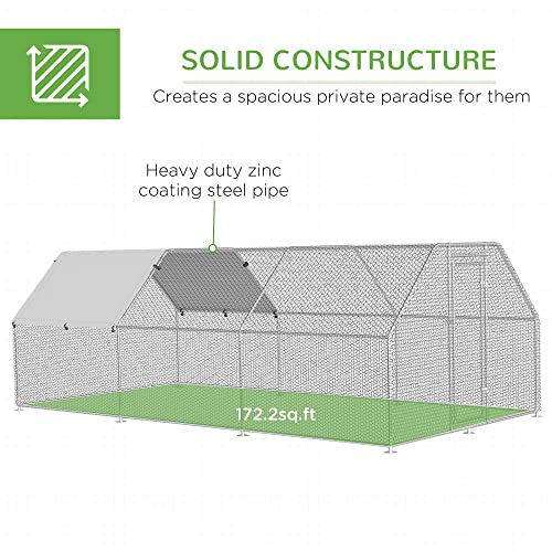 PawHut 18.5' Metal Chicken Coop Run with Roof, Walk-in Chicken Coop Fence, Chicken House Chicken Cage Outdoor Chicken Pen Hen House