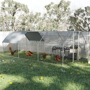 PawHut 18.5' Metal Chicken Coop Run with Roof, Walk-in Chicken Coop Fence, Chicken House Chicken Cage Outdoor Chicken Pen Hen House