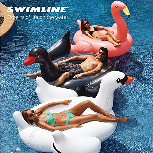 Swimline 90628 Giant Black Swan Inflatable Ride-On Pool Float Large