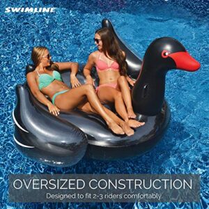 Swimline 90628 Giant Black Swan Inflatable Ride-On Pool Float Large