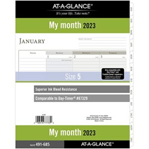 at-a-glance 2023 monthly planner refill, 87329 day-timer, size 5, folio size, loose leaf, monthly tabs (491-685)