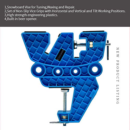 XCMAN Ski Snowboard Vise for Tuning,Waxing and Repair,Set of Non-Slip Vice Grips with Horizontal and Vertical and Tilt Working Positions,Rubber Ski Brake Retainers,Pair