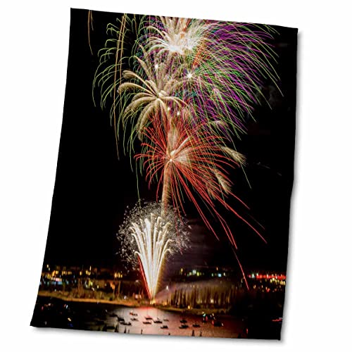 3dRose USA, Colorado, Frisco, Dillon Reservoir. Fireworks display, July 4th. - Towels (twl-190713-2)