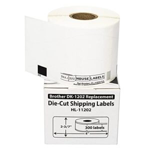 HOUSELABELS Compatible with DK-1202 Replacement Roll for Brother QL Label Printers; 300 Removable Adhesive Shipping Labels; 2-3/7" x 4" (62mm*100mm) - 19 Rolls