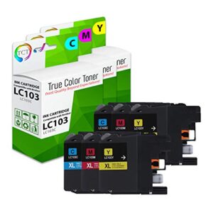 tct compatible ink cartridge replacement for brother lc103 lc103c lc103m lc103y works with brother mfc-j470dw j475dw j6920dw j285dw j870dw printers (cyan, magenta, yellow) – 6 pack