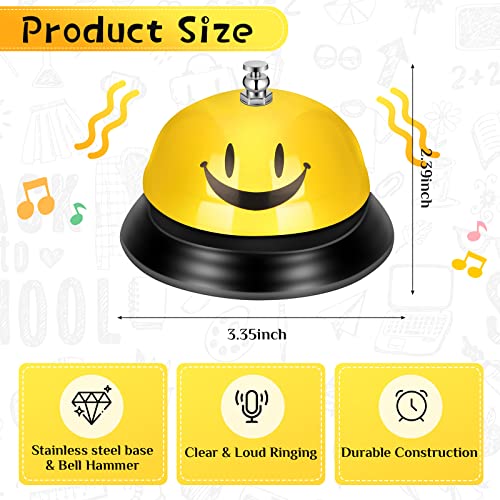 6 Pcs Call Bell Desk Bell for Service 3 Inch Diameter Smile Face Service Bell for Desk School Bell with Metal Anti Rust Construction Front Desk Bell for Hotel Counter Restaurant Office School, 6 Color