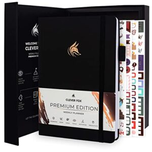 Clever Fox Planner Premium Edition – Undated Luxurious Weekly & Monthly Planner to Increase Productivity and Hit Your Goals – Organizer – Start Anytime, A5, Lasts 1 Year, Black (Weekly)