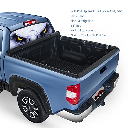 North Mountain Soft Roll Up Truck Tonneau Cover for 2017-2023 Honda Ridgeline Truck Bed, Truck Bed Cover fits 2017-2023 Honda Ridgeline 5ft Pickup Fleetside/Styleside Bed (64")