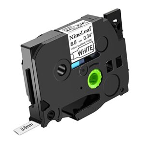 nineleaf 1 roll black on white heat shrink tubes label tape compatible for brother hse-221 hse221 hs221 hs-221 for p-touch pt1120 ptd200 pt1160 label maker – 8.8mm (0.34inch) x 1.5m (4.92ft)