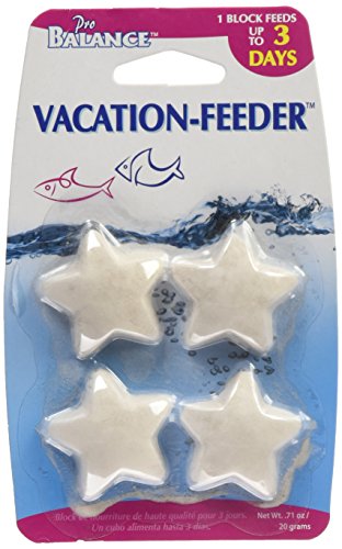 Penn-Plax Pro Balance Vacation Fish Feeder – Slow Release Food That’s Great for Weekend Vacays: 1 Block Feeds up to 3 Days – 4 Starfish Shape Blocks (1 Package) (PBV3)
