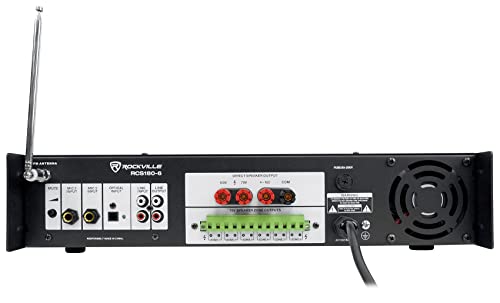 Rockville RCS180-6 180 Watt 6 Zone 70V Commercial/Restaurant Amplifier/Bluetooth