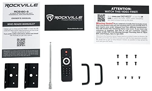 Rockville RCS180-6 180 Watt 6 Zone 70V Commercial/Restaurant Amplifier/Bluetooth