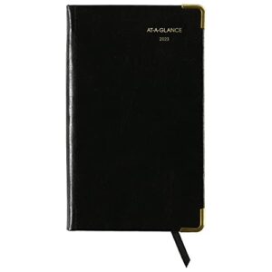 AT-A-GLANCE 2023 Weekly & Monthly Diary, Fine Diary, 3" x 5" Pocket Size, Flexible Cover, Faux Leather (70111105)