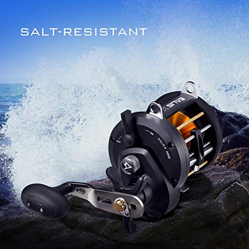 Piscifun Salis X 5000 Baitcasting Fishing Reel, Round Level Wind Trolling Reel, 6.2:1 Gear Ratio, 37Lb Max Drag Inshore Saltwater Conventional Reel with Powerful Handle, Right Handed