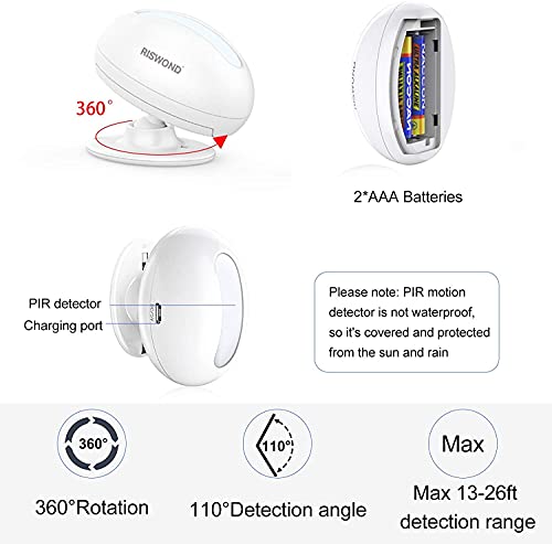 Wireless Motion Sensor Door Chime: Business Entry Doorbell Indoor Motion Detector Buzzer (500Ft Range, 32 Tunes, 5 Level Volume) Store Entrance Alert Bell Bed Alarm for Elderly Dementia Patients