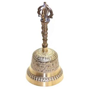 long tao hand bell 6.8 inch high brass antique handbell for school reception dinner shop hotel service meditation prayer pet feeding and home decoration