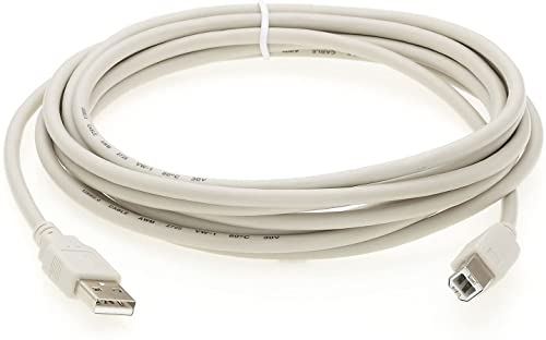 15ft DIGITMON Ivory A-Male to B-Male USB 2.0 High Speed Printer Cable for Brother HL-L2370DW XL Monochrome Laser Printer Printer