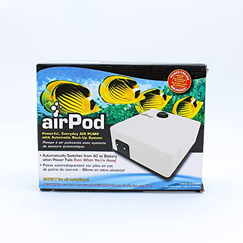 Penn-Plax Air Pod Aquarium Air Pump for Power Outage Automatic Turn On Keeps Fish Safe Up to 55 Gallons, Model:APB1