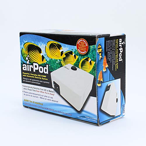 Penn-Plax Air Pod Aquarium Air Pump for Power Outage Automatic Turn On Keeps Fish Safe Up to 55 Gallons, Model:APB1