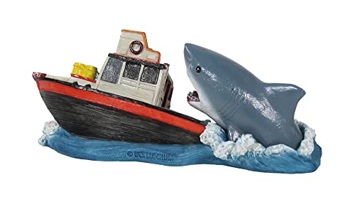 Penn-Plax Jaws Officially Licensed Aquarium Decoration – Boat Attack – Safe for Freshwater and Saltwater Fish Tanks – Small