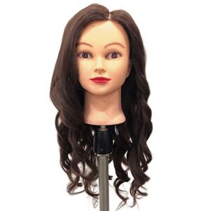Mannequin Head with Real Hair 60% Straight Training Head with Sturdy Clamp and Tools Cosmetology Mannequin Head for Styling Braid Curly Cut Practice Doll Head Christmas Gift(4# Makeup)
