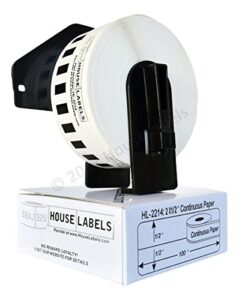 houselabels compatible with dk-2214 replacement roll for brother ql label printers; continuous length labels; 1/2″ 100 feet (12mm*30.48m) with 1 reusable cartridge – 12 rolls