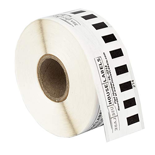 HOUSELABELS Compatible with DK-2214 Replacement Roll for Brother QL Label Printers; Continuous Length Labels; 1/2" 100 feet (12mm*30.48m) with 1 Reusable Cartridge - 12 Rolls