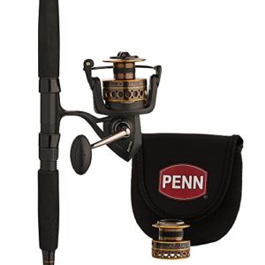 penn battle spinning reel and fishing rod combo kit with spare spool and reel cover, black, 4000 – 7′ – medium – 1pc
