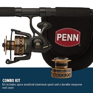 PENN Battle Spinning Reel and Fishing Rod Combo Kit with Spare Spool and Reel Cover, Black, 4000 - 7' - Medium - 1pc