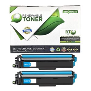 Renewable Toner Compatible Toner Cartridge Replacement for Brother TN227C TN227 Printers HL-L3210 HL-L3230 HL-L3270 HL-L3290 MFC-L3710 MFC-L3750 MFC-L3770 (Pack of 2 Cyan)